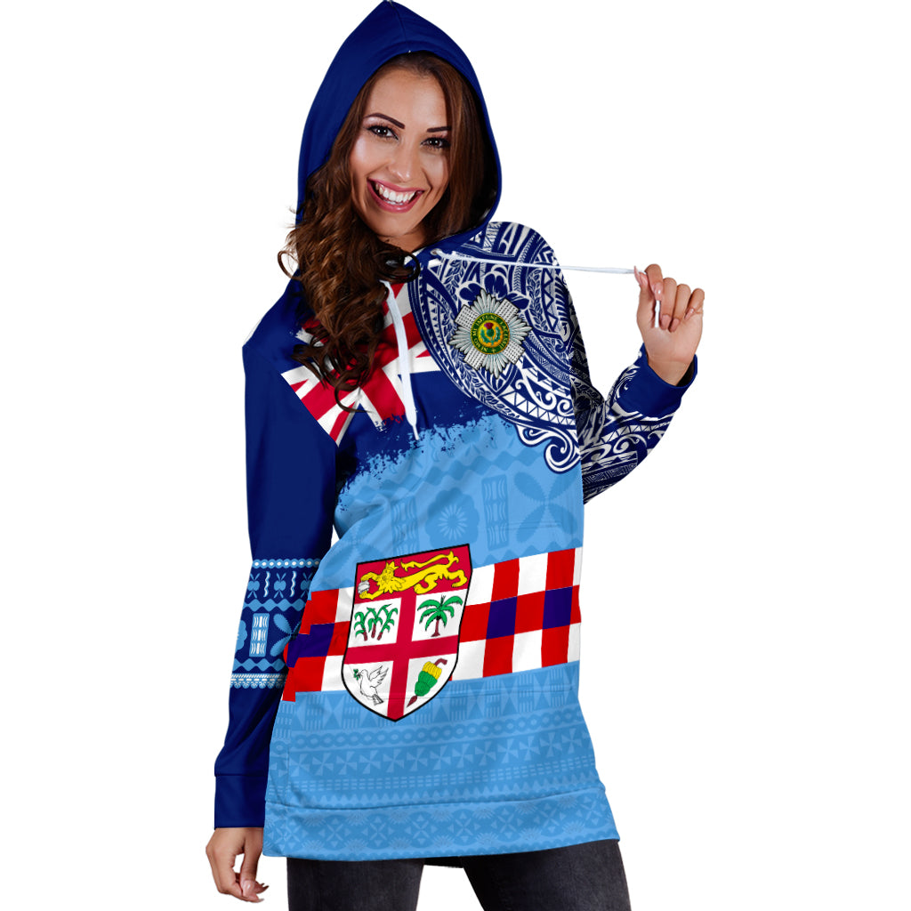 Fiji Hoodie Dress Fijian UK Flag With Coat Of Arms