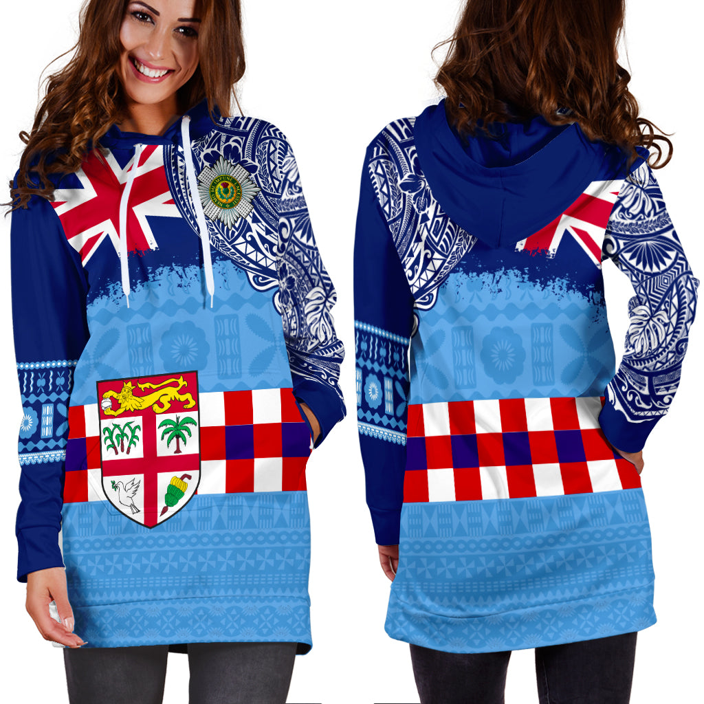 Fiji Hoodie Dress Fijian UK Flag With Coat Of Arms