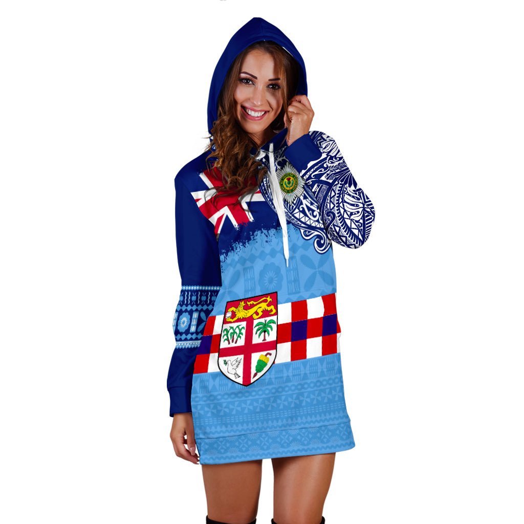 Fiji Hoodie Dress Fijian UK Flag With Coat Of Arms