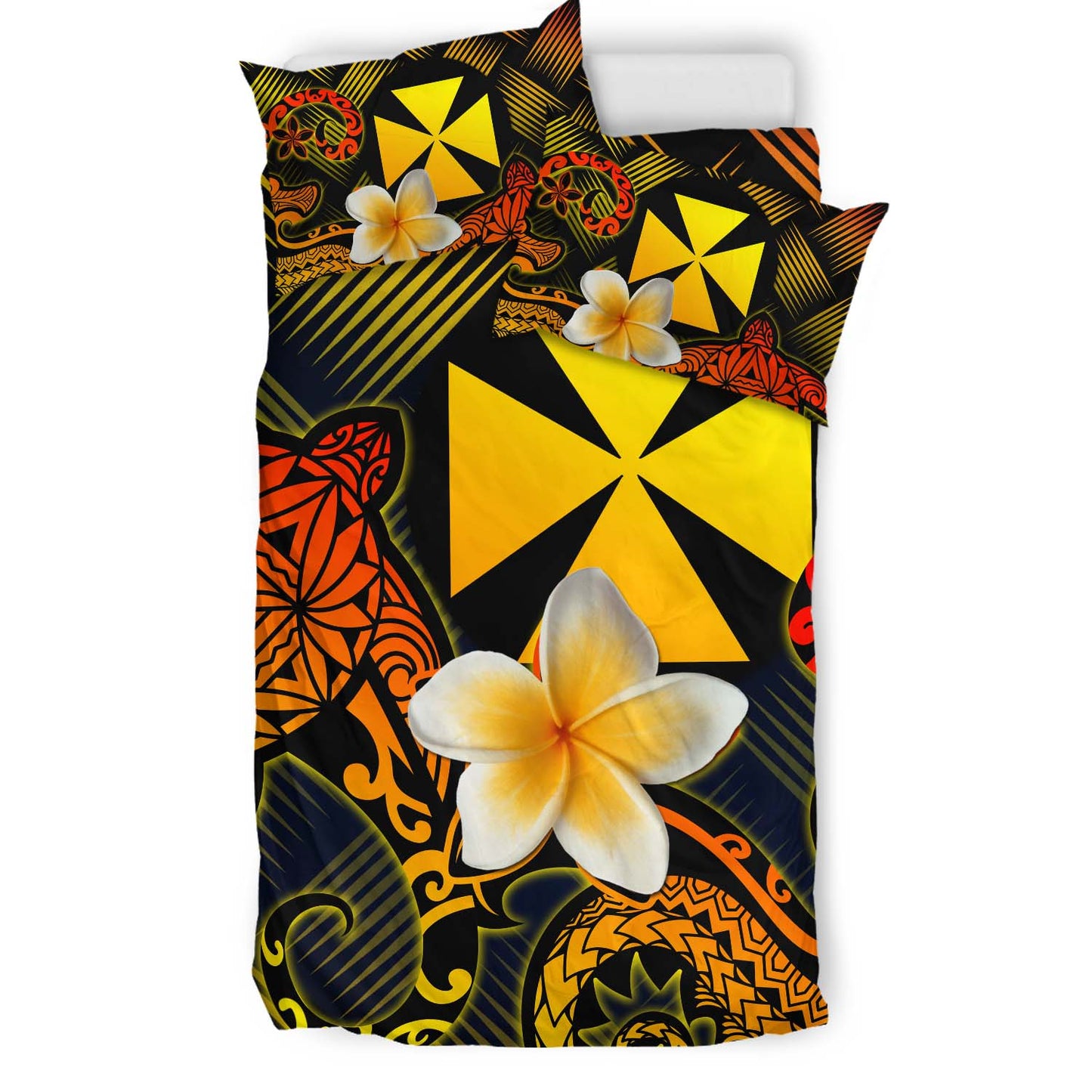 Wallis and Futuna Polynesian Bedding Set - Lauhala Turtle Plumeria Tropical