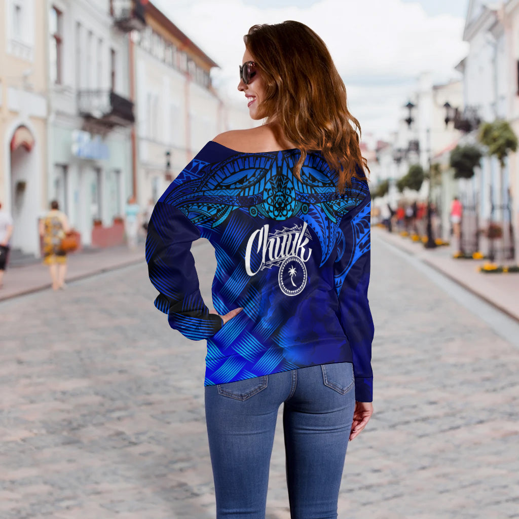 Chuuk Polynesian Off Shoulder Sweatshirt - Lauhala Coat Of Arms
