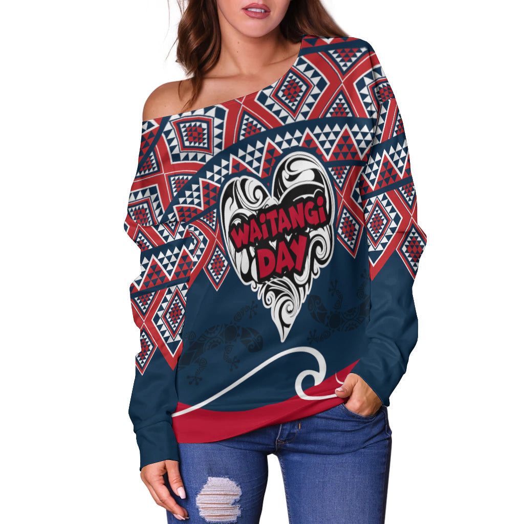 New Zealand Waitangi Day Off Shoulder Sweatshirt - New Zealand Culture Happy Waitangi Day Gold Coast