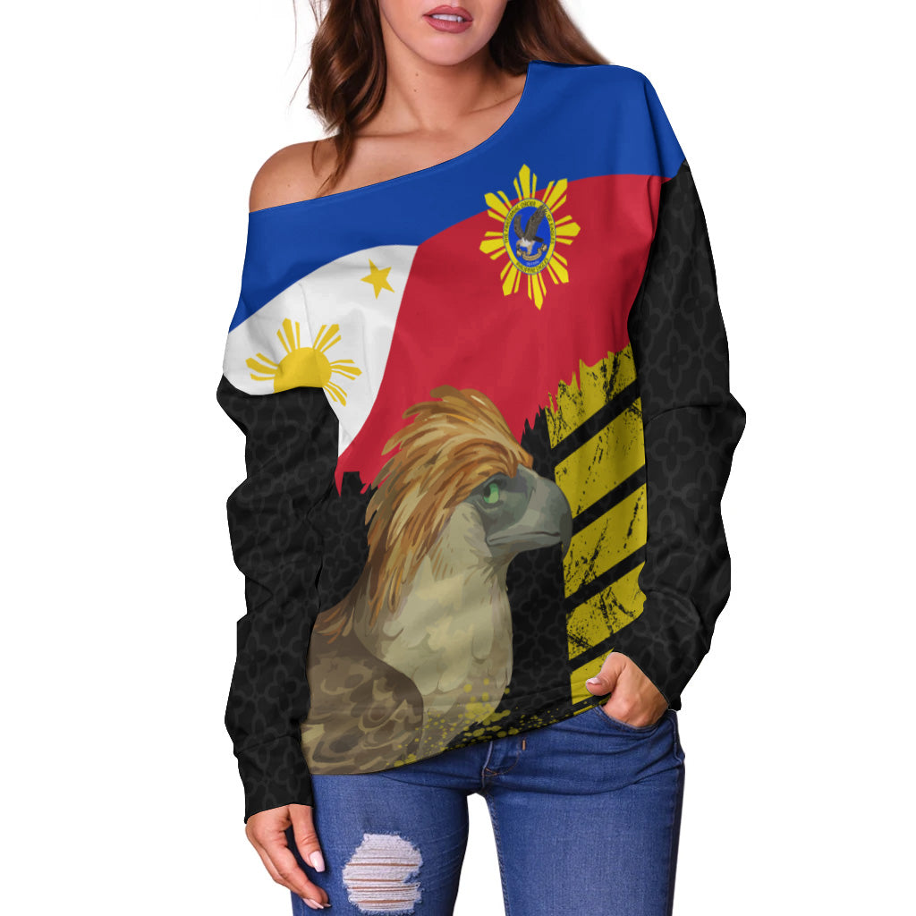 Philippines Off Shoulder Sweatshirt - Philippine Eagles Filipino Flag