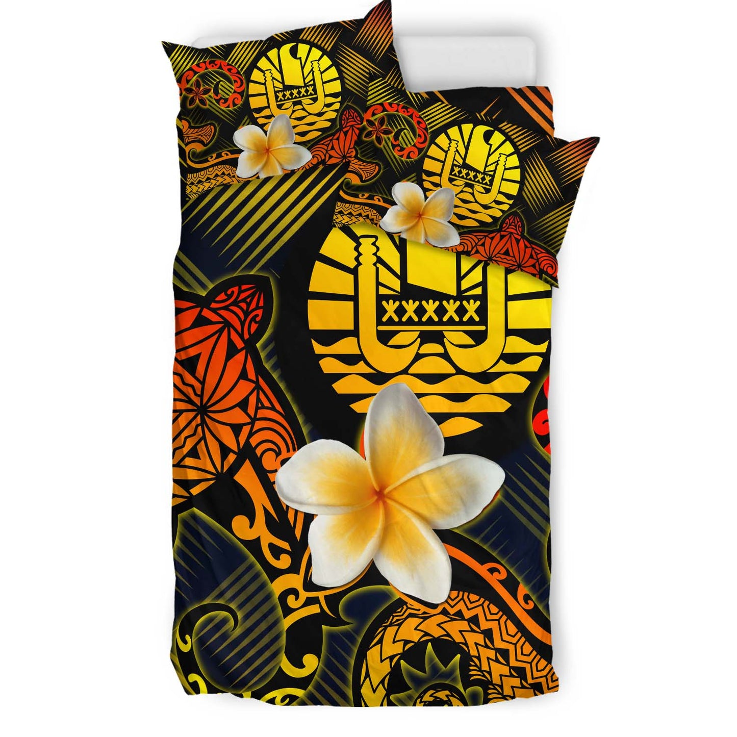 Tahiti Polynesian Bedding Set - Lauhala Turtle Plumeria Tropical