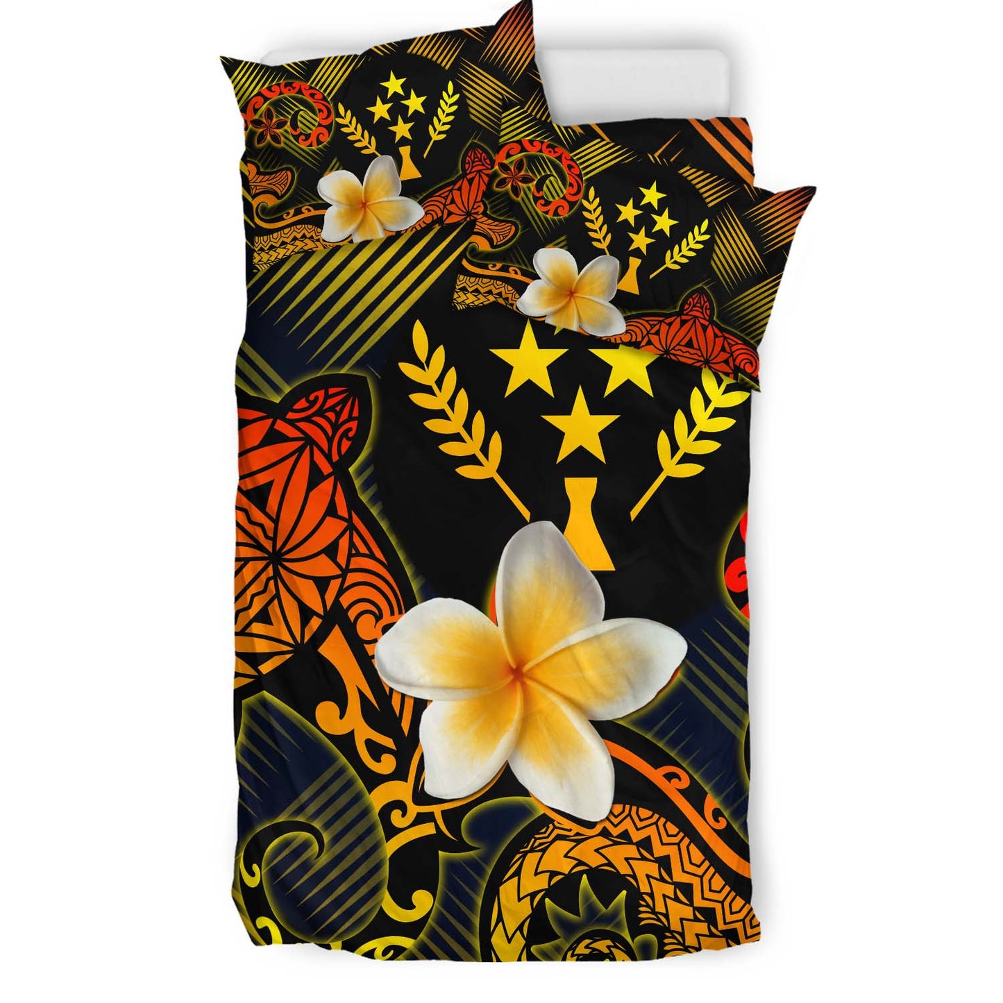 Kosrae Polynesian Bedding Set - Lauhala Turtle Plumeria Tropical