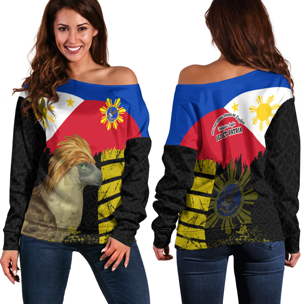 Philippines Off Shoulder Sweatshirt - Philippine Eagles Filipino Flag