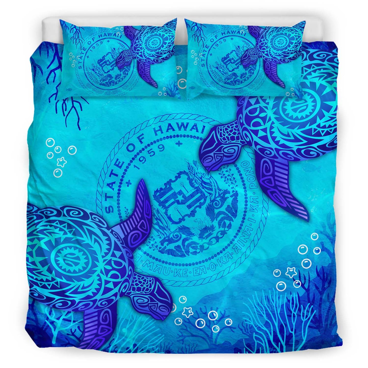 Hawaii Polynesian Bedding Set - Hawaii Turtle Ocean