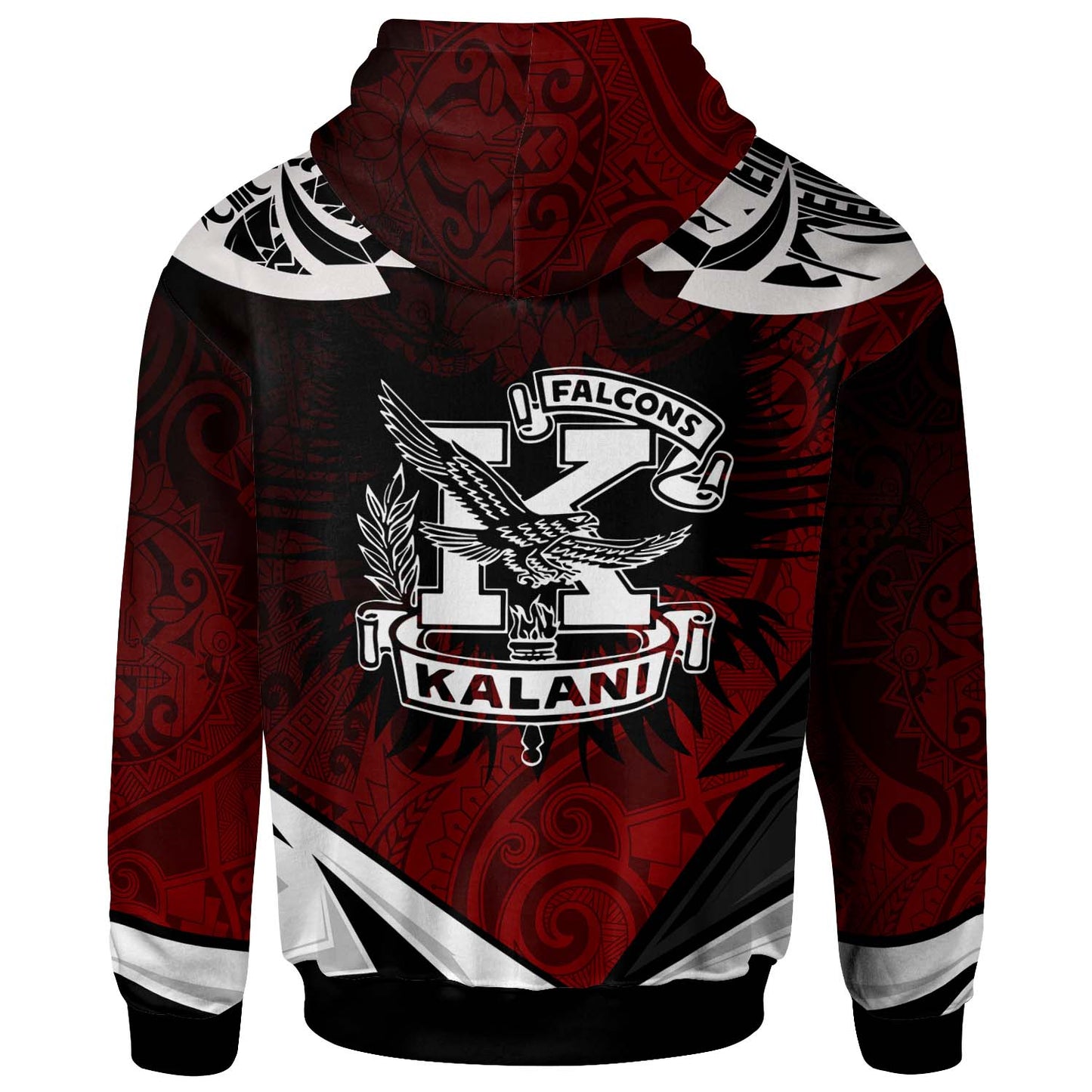 Hawaii Custom Hoodie - Kalani High School Red Falcon Polynesian Pattern Apparel