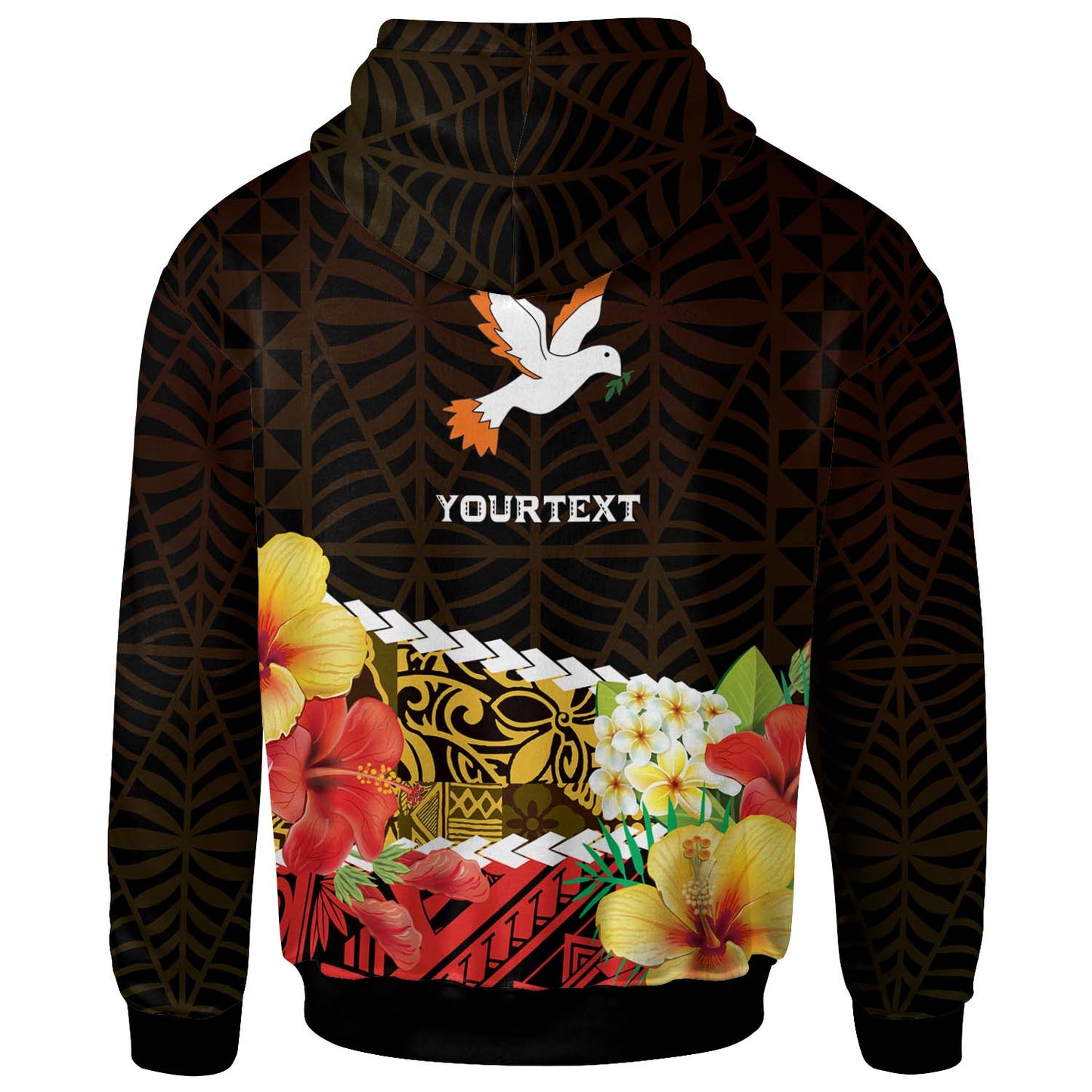Tonga Custom Hoodie - Tailulu College Polynesian with Flower and Tonga Pattern