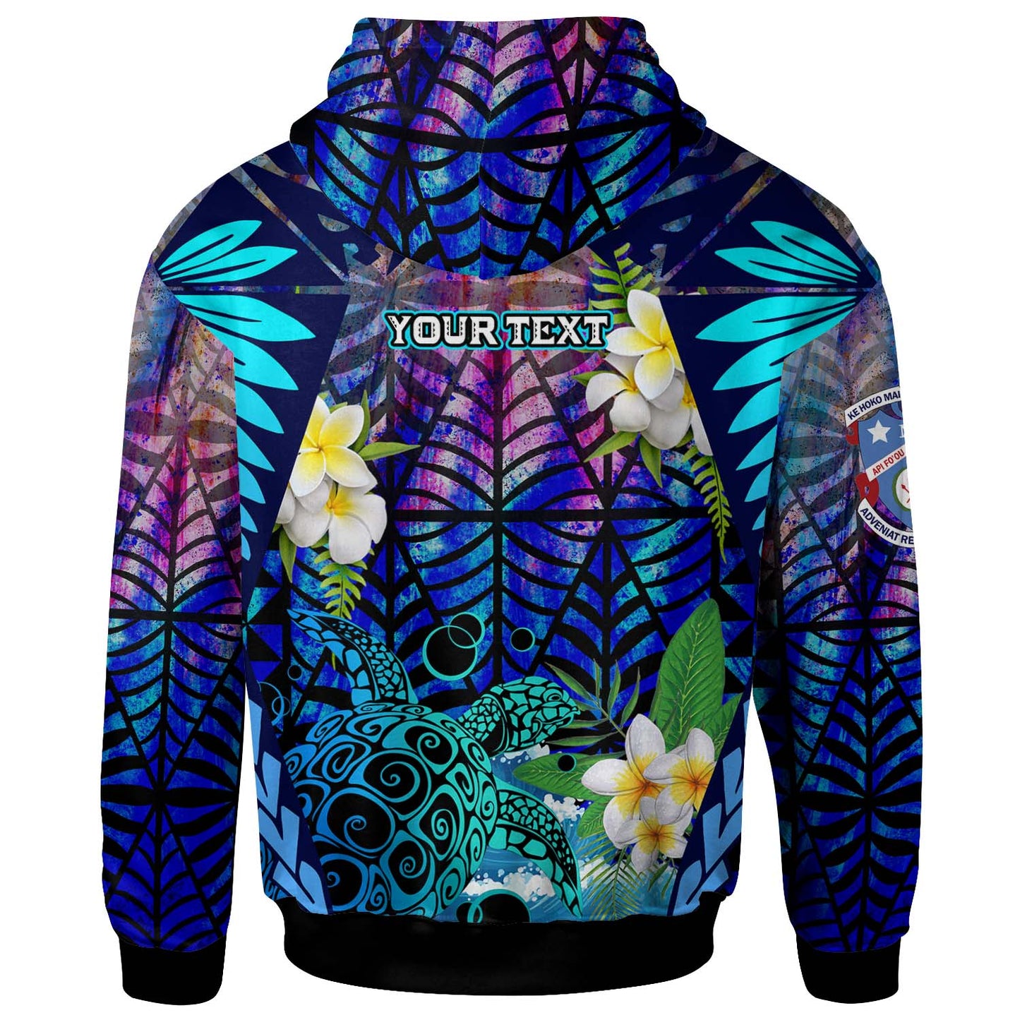 Tonga Custom Hoodie - Apifo'ou College Polynesian with Tribal Turtle Plumeria and Tonga Style