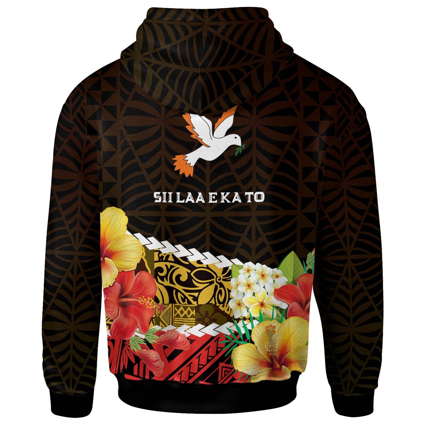 Tonga Custom Hoodie - Tailulu College Polynesian with Flower and Tonga Pattern