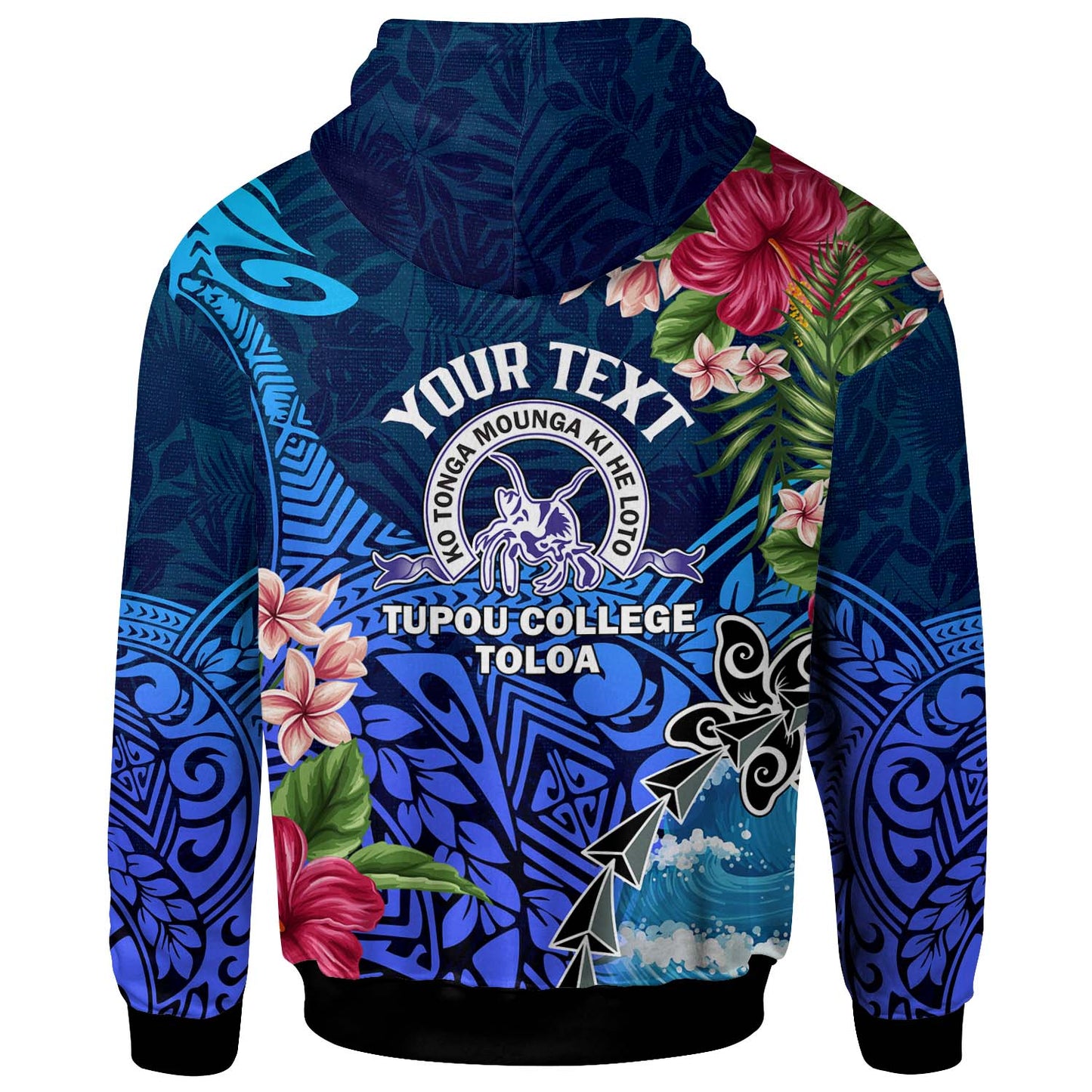 Tonga Custom Personalised Hoodie - Tupou College Polynesian Tonga Pattern with Flower