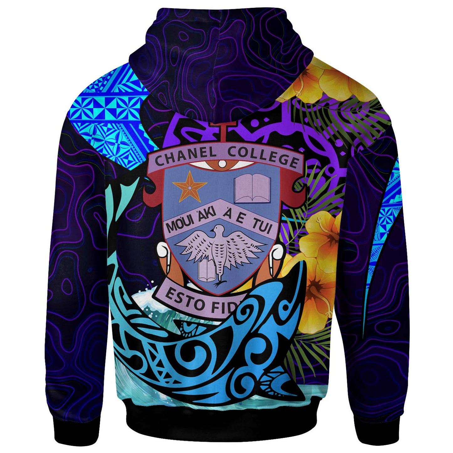 Tonga Custom Hoodie - Chanel College with Polynesian Pattern Style and Flower