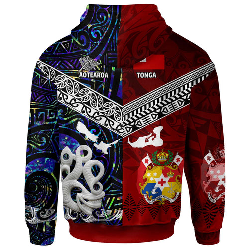 Tonga Polynesian Hoodie - Tonga And Aotearoa Polynesian Coat Of Arms Hoodie