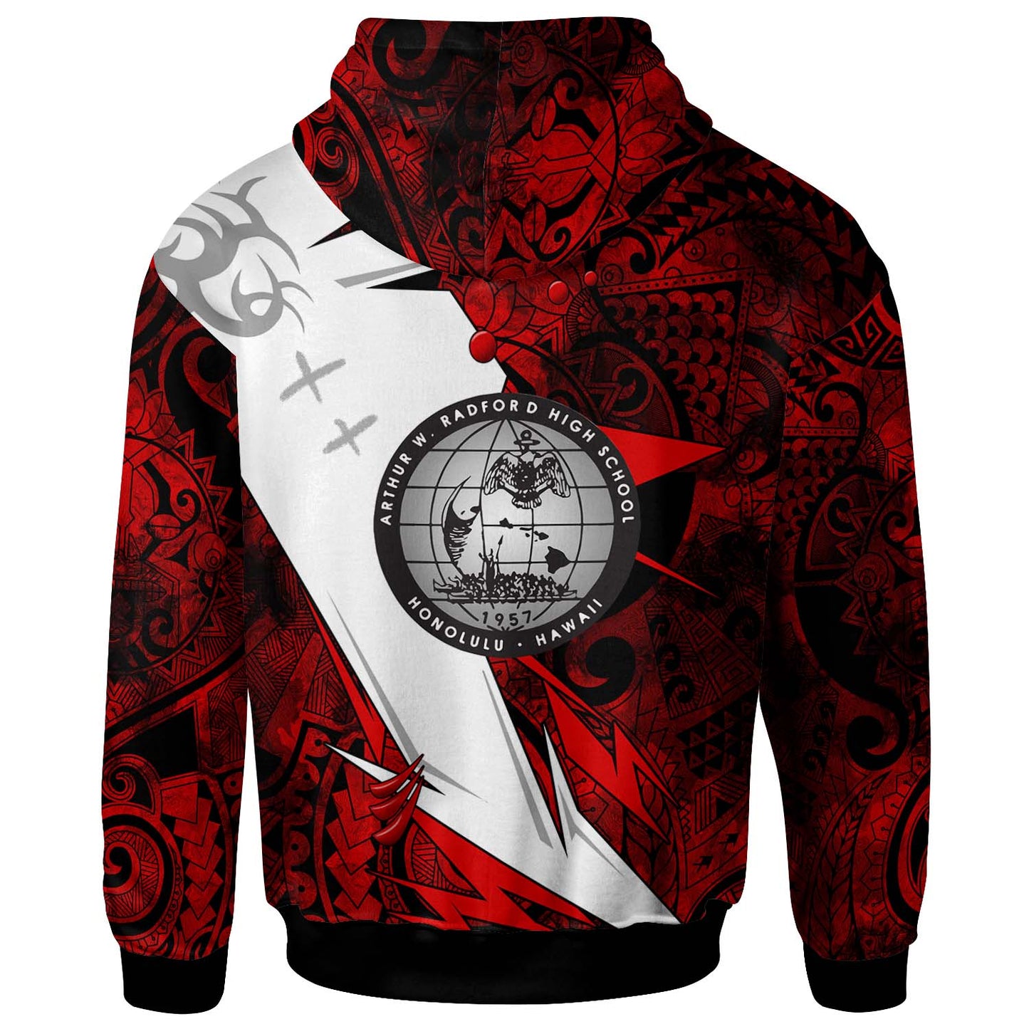 Hawaii Polynesian Hoodie - Admiral Arthur W. Radford High School Tribal Pattern