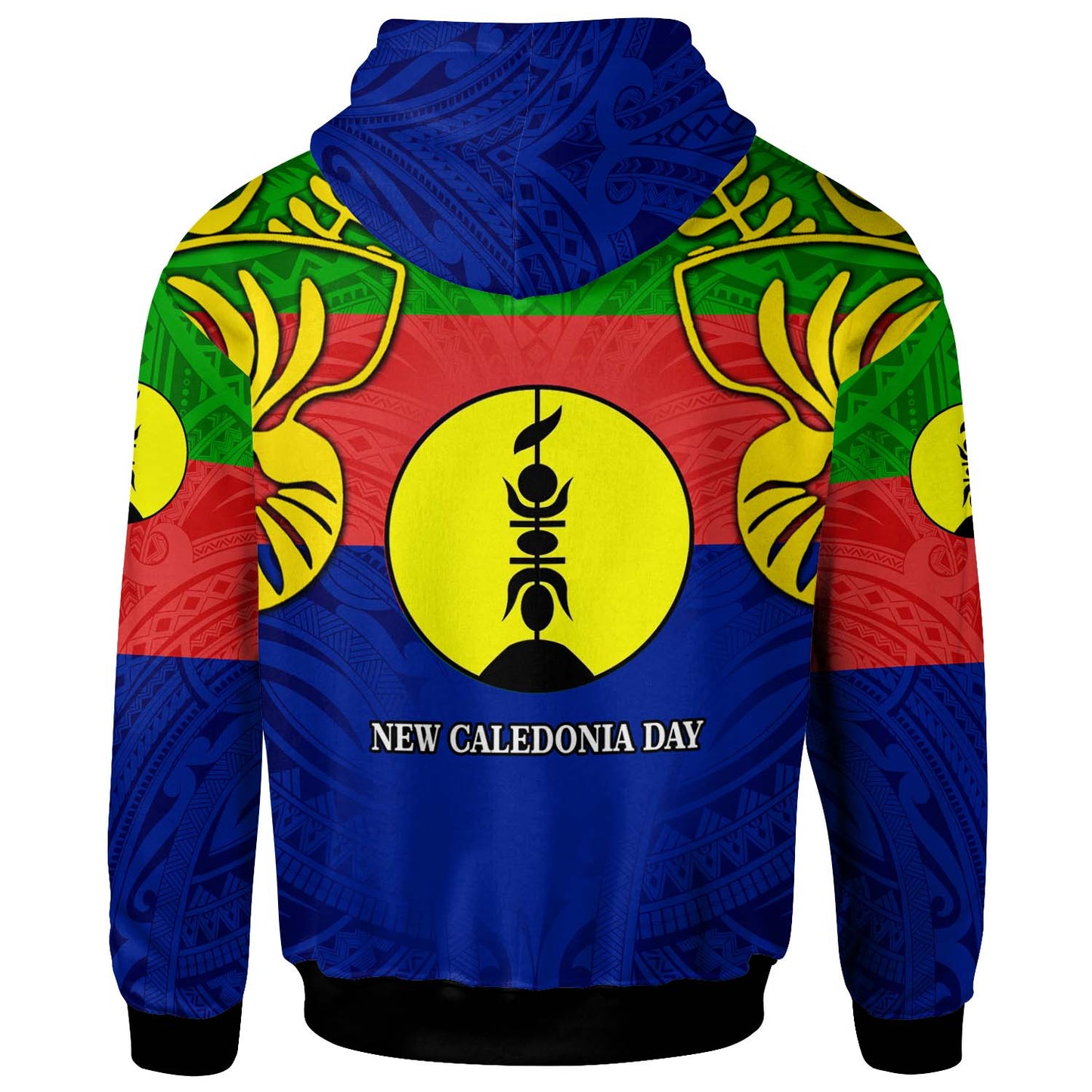 New Caledonia Hoodie - Custom Personalised Coat of Arms Ripping with Polynesian Hoodie