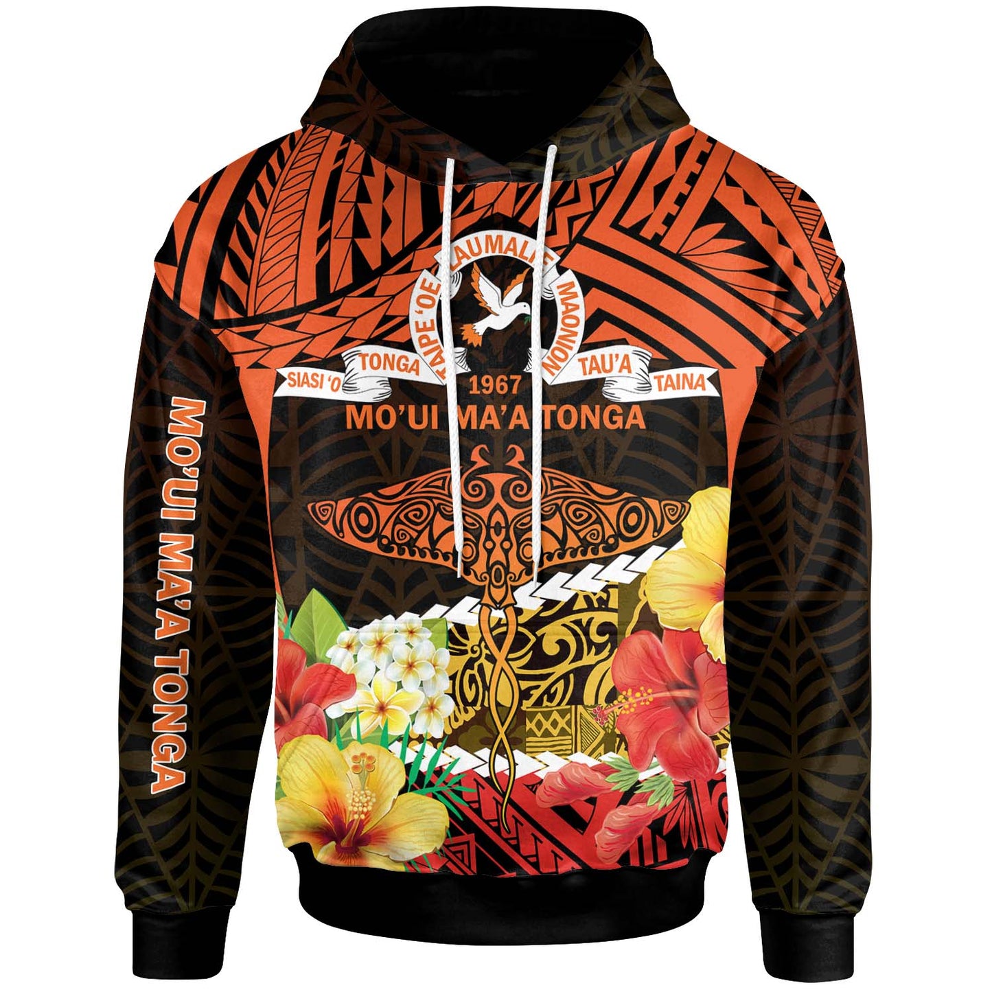 Tonga Custom Hoodie - Tailulu College Polynesian with Flower and Tonga Pattern