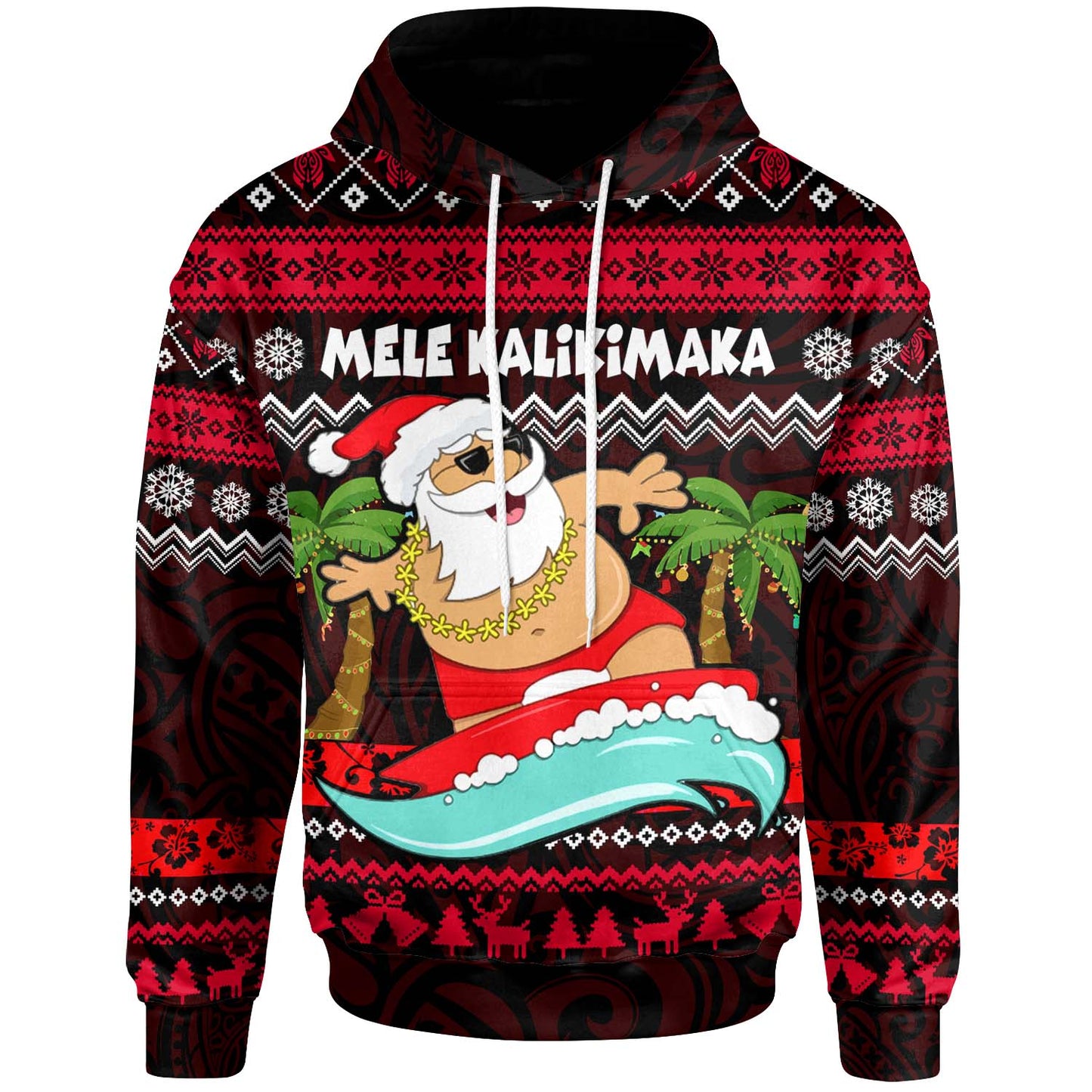 Hawaii Polynesian Hoodie - Custom Happy Mele Kalikimaka Christmas Polynesian Hoodie