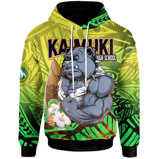 Hawaii Custom Personalised Polynesian Hoodie - Kaimuki High School Bulldogs Tribal Pattern