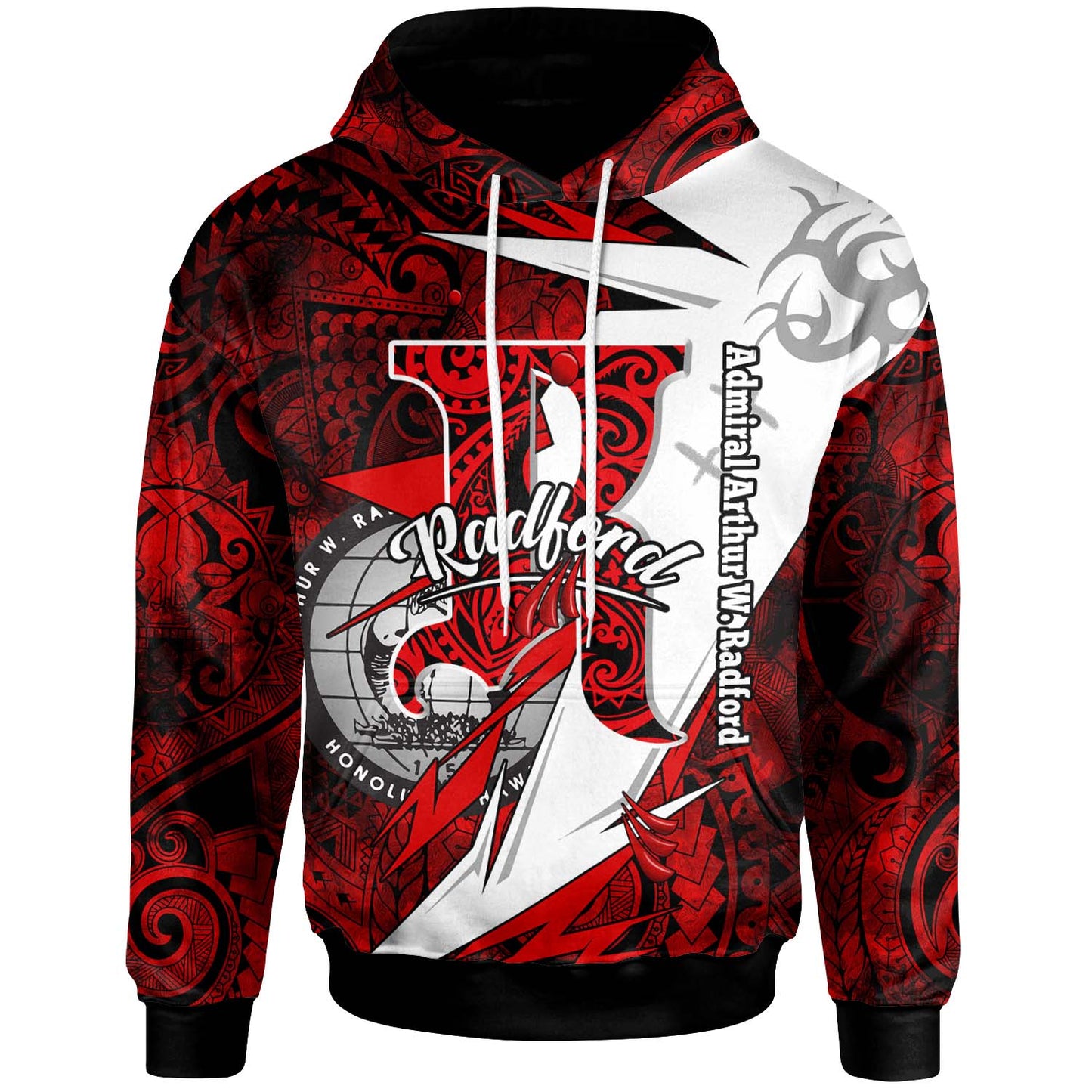 Hawaii Polynesian Hoodie - Admiral Arthur W. Radford High School Tribal Pattern