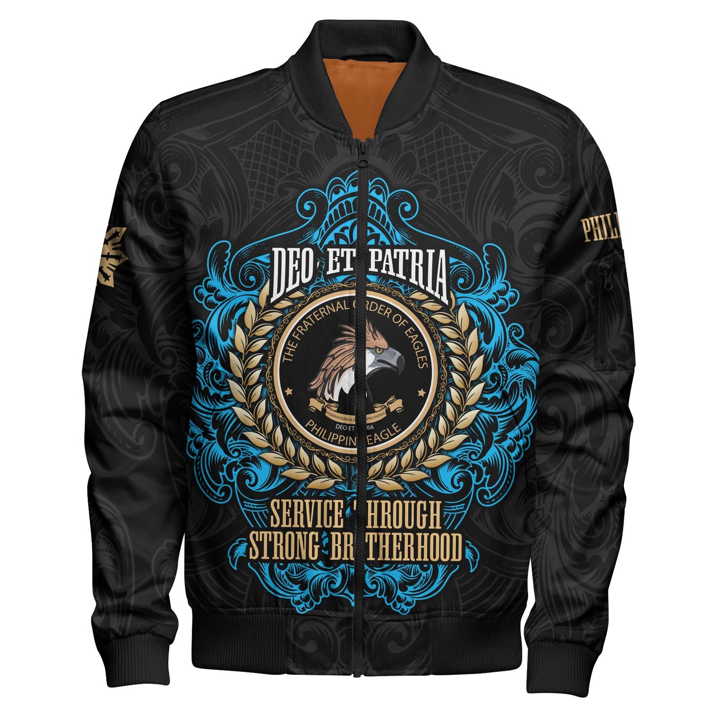 Philippines Bomber Jacket - Philippine Eagles Ornament Vintage Style