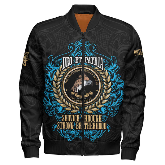 Philippines Bomber Jacket - Philippine Eagles Ornament Vintage Style