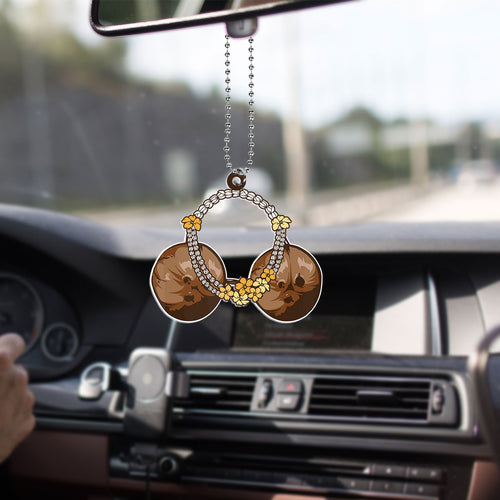 Hawaii Car Hanging Ornament Coconut Bra With Hawaiian Flowers Lei