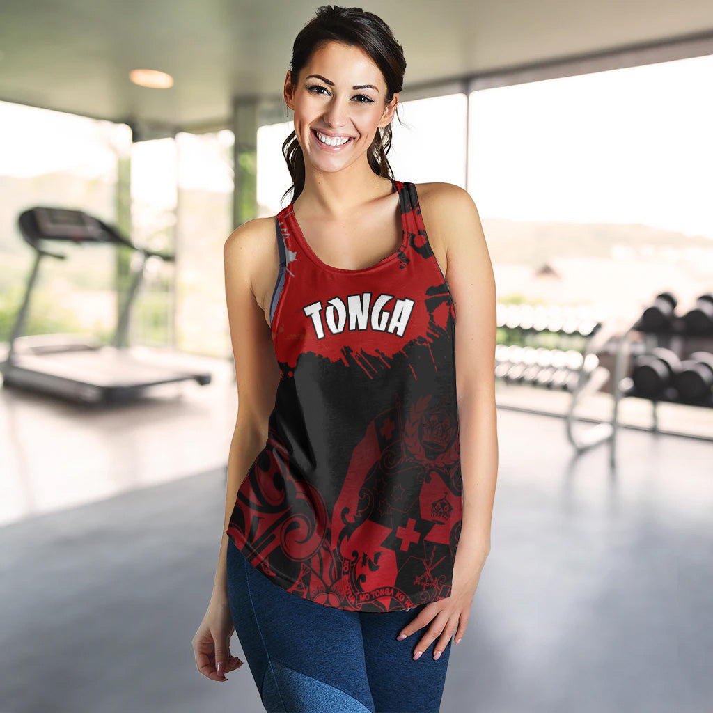 Tonga Polynesian Women Racerback Tank - Tonga Pride Coat Of Arms