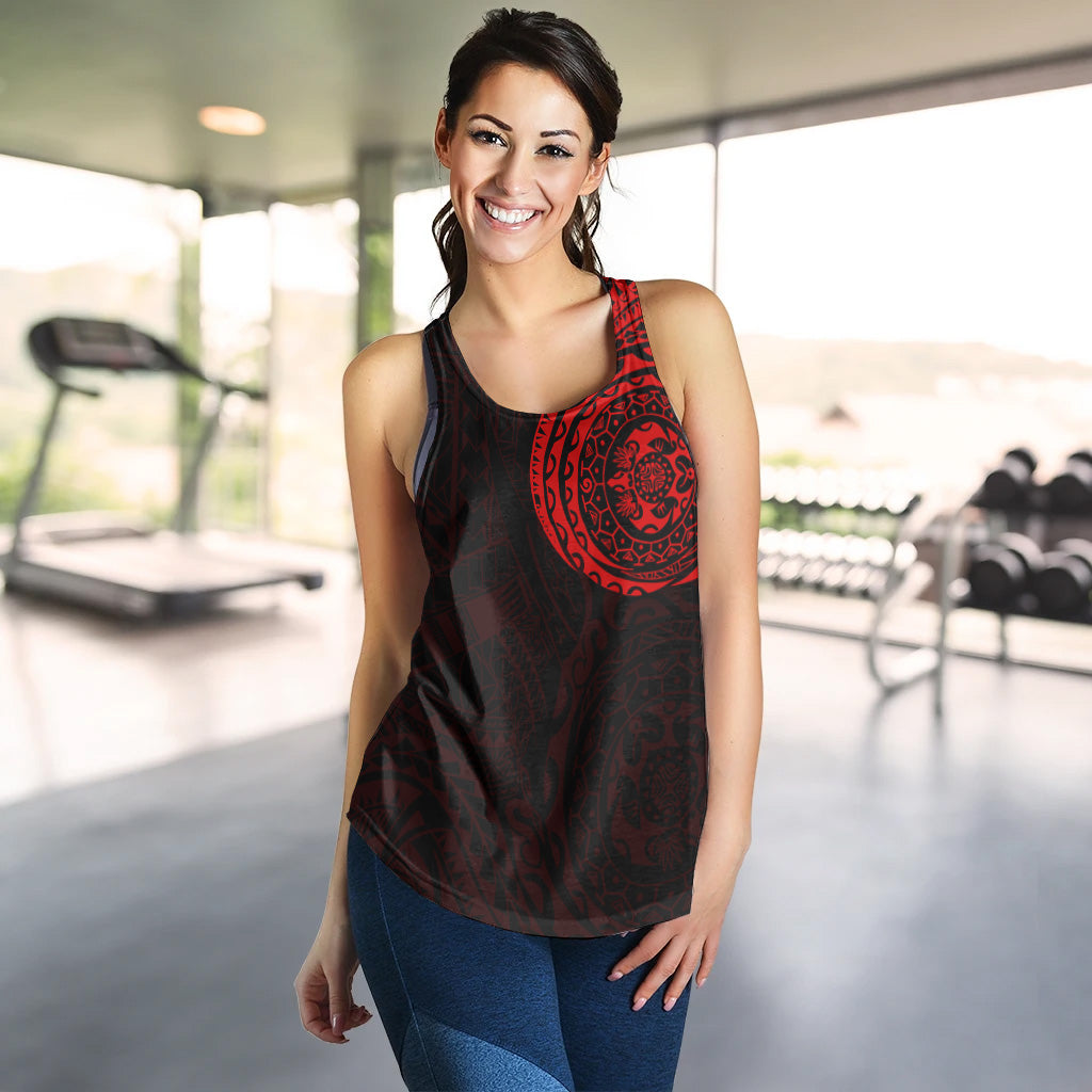 Polynesian Women Racerback Tank - Polynesian Tattoo Style Version 2 Red