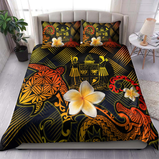 Fiji Polynesian Bedding Set - Lauhala Turtle Plumeria Tropical