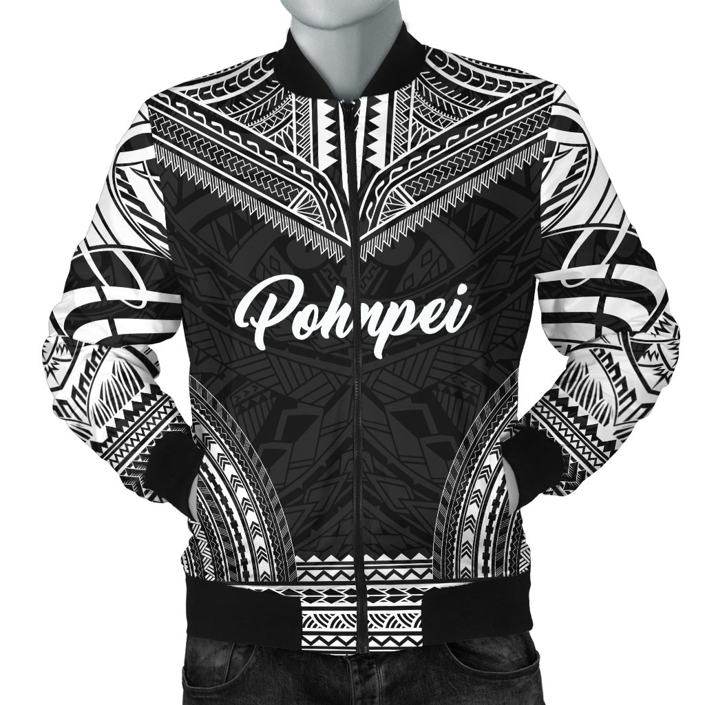 Pohnpei Polynesian Chief Bomber Jacket - Black Version