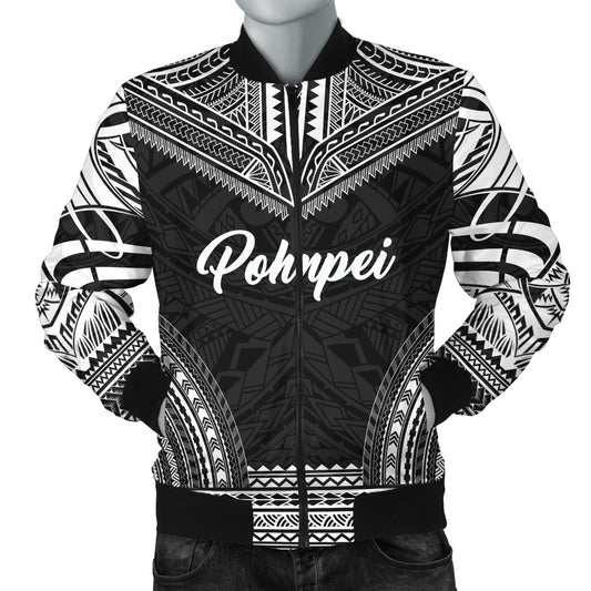 Pohnpei Polynesian Chief Bomber Jacket - Black Version