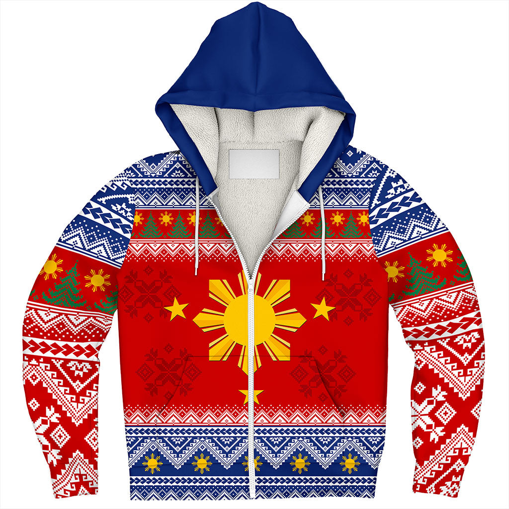 Philippines Filipinos Sherpa Hoodie Maligayang Pasko Christmas Parol Style