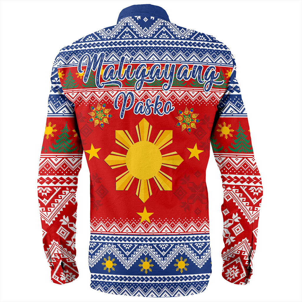 Philippines Filipinos Long Sleeve Shirt Maligayang Pasko Christmas Parol Style