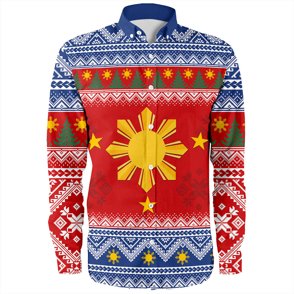 Philippines Filipinos Long Sleeve Shirt Maligayang Pasko Christmas Parol Style