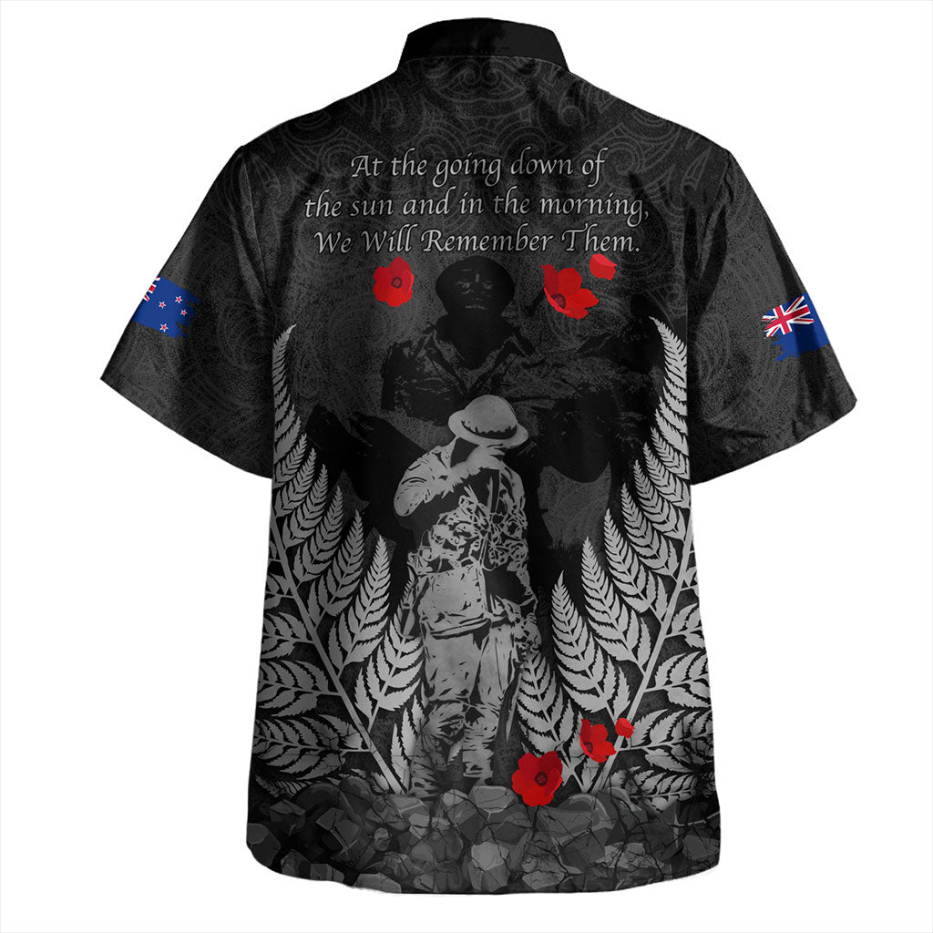 New Zealand Hawaiian Shirt Maori Tribal Silver Fern Lest We Forget Solider