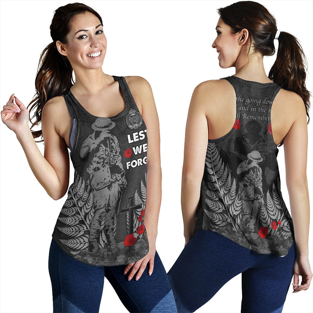 New Zealand Women Tank Maori Tribal Silver Fern Lest We Forget Solider