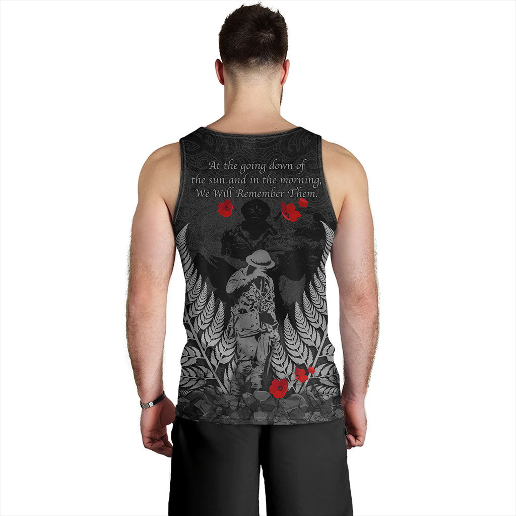 New Zealand Tank Top Maori Tribal Silver Fern Lest We Forget Solider