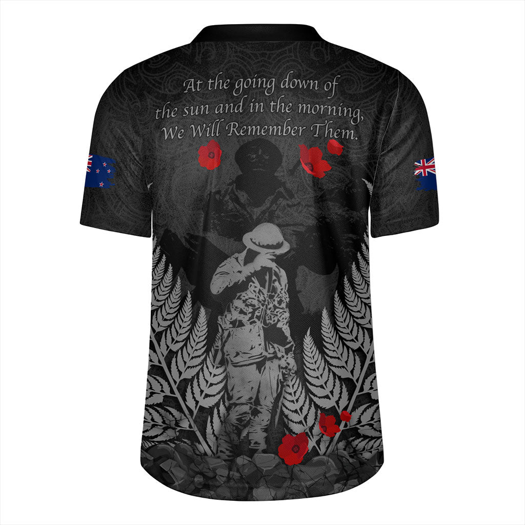 New Zealand Rugby Jersey Maori Tribal Silver Fern Lest We Forget Solider