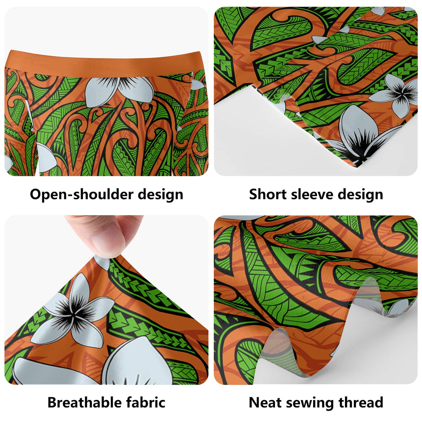 Hawaii Combo Short Sleeve Dress And Shirt Maori Pattern Plumeria