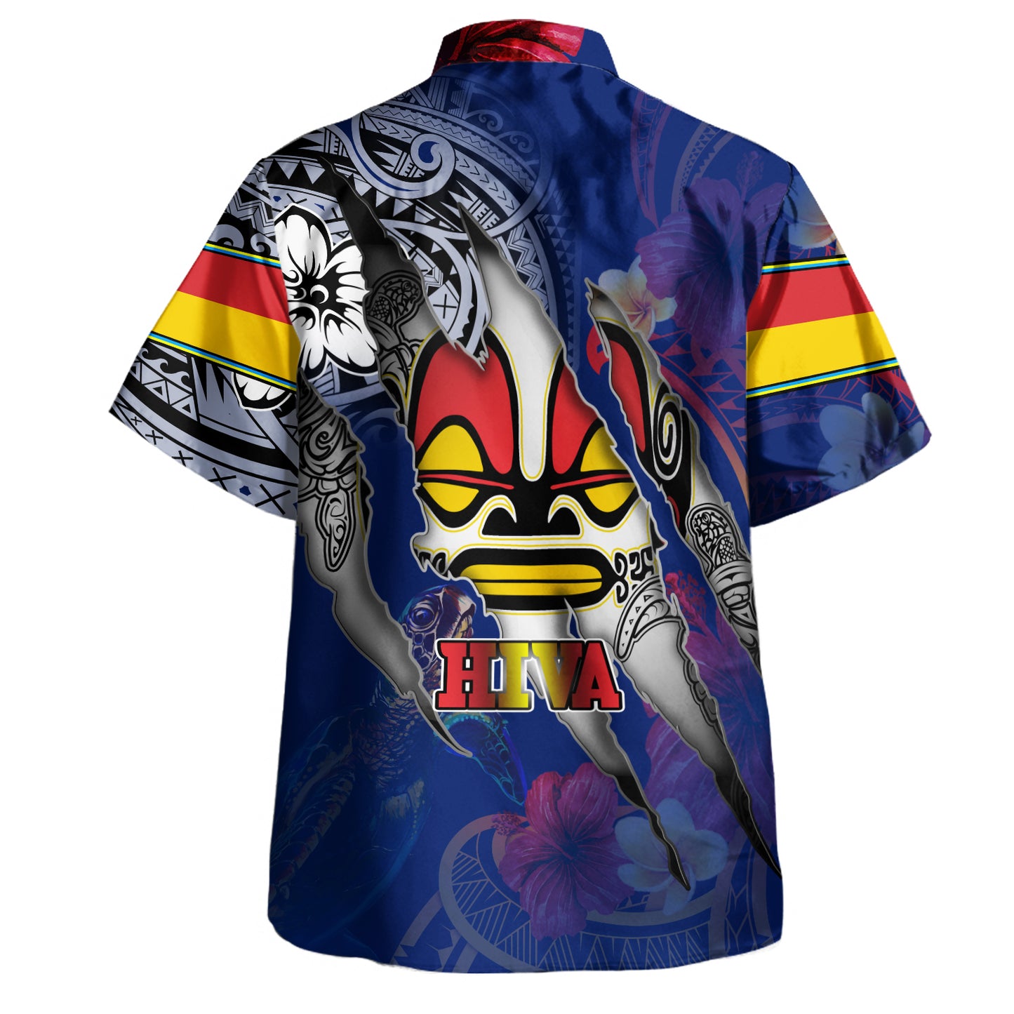 Marquesas Islands Hawaiian Shirt Custom Marquesan Blood Inside Me Polynesian Sleeve Tattoo Tropical Blue