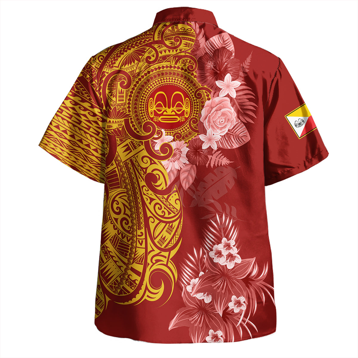 Marquesas Islands Combo Puletasi And Shirt Polynesian Tropical Plumeria Tribal Red
