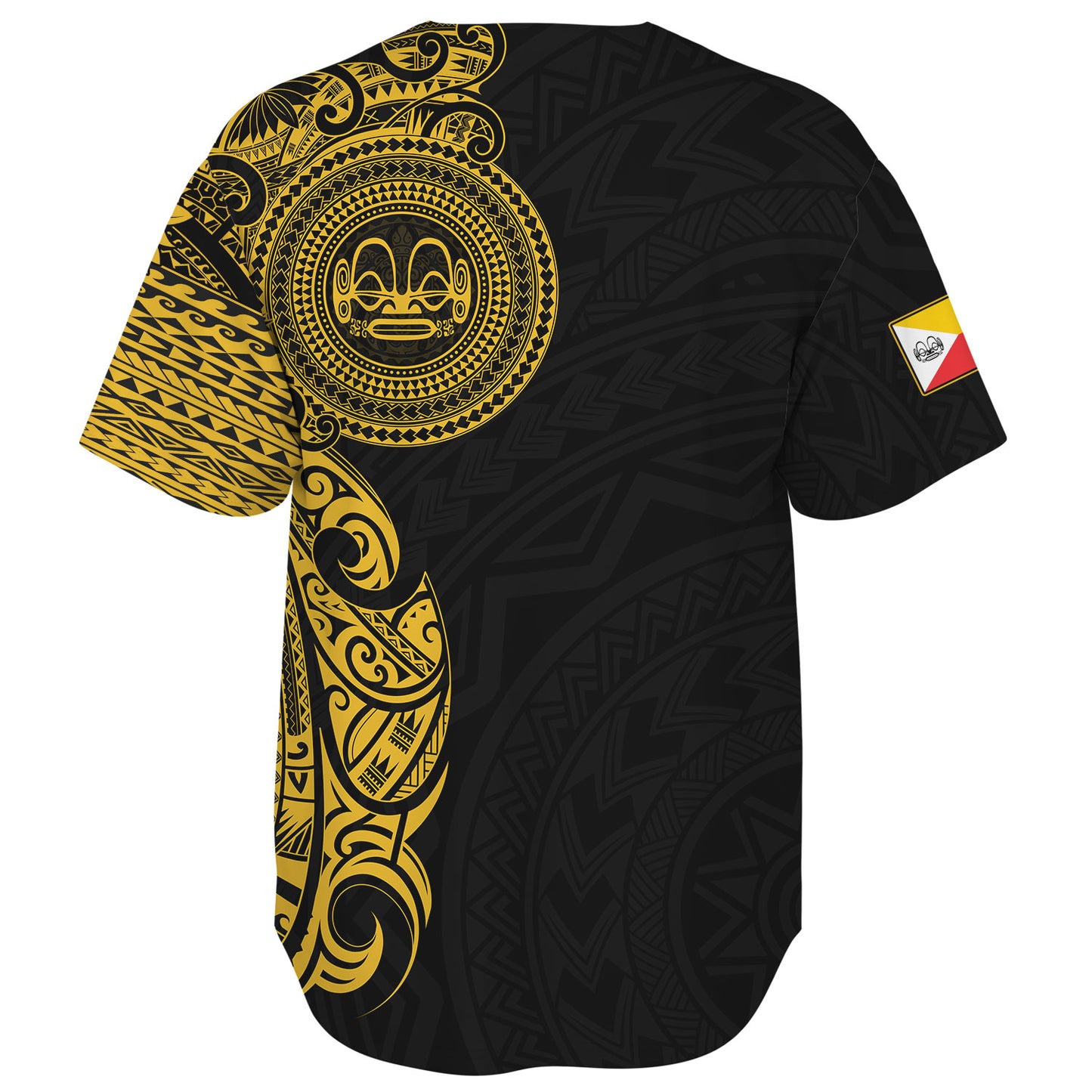 Marquesas Islands Baseball Shirt Custom Polynesian Half Sleeve Gold Tattoo With Seal Black
