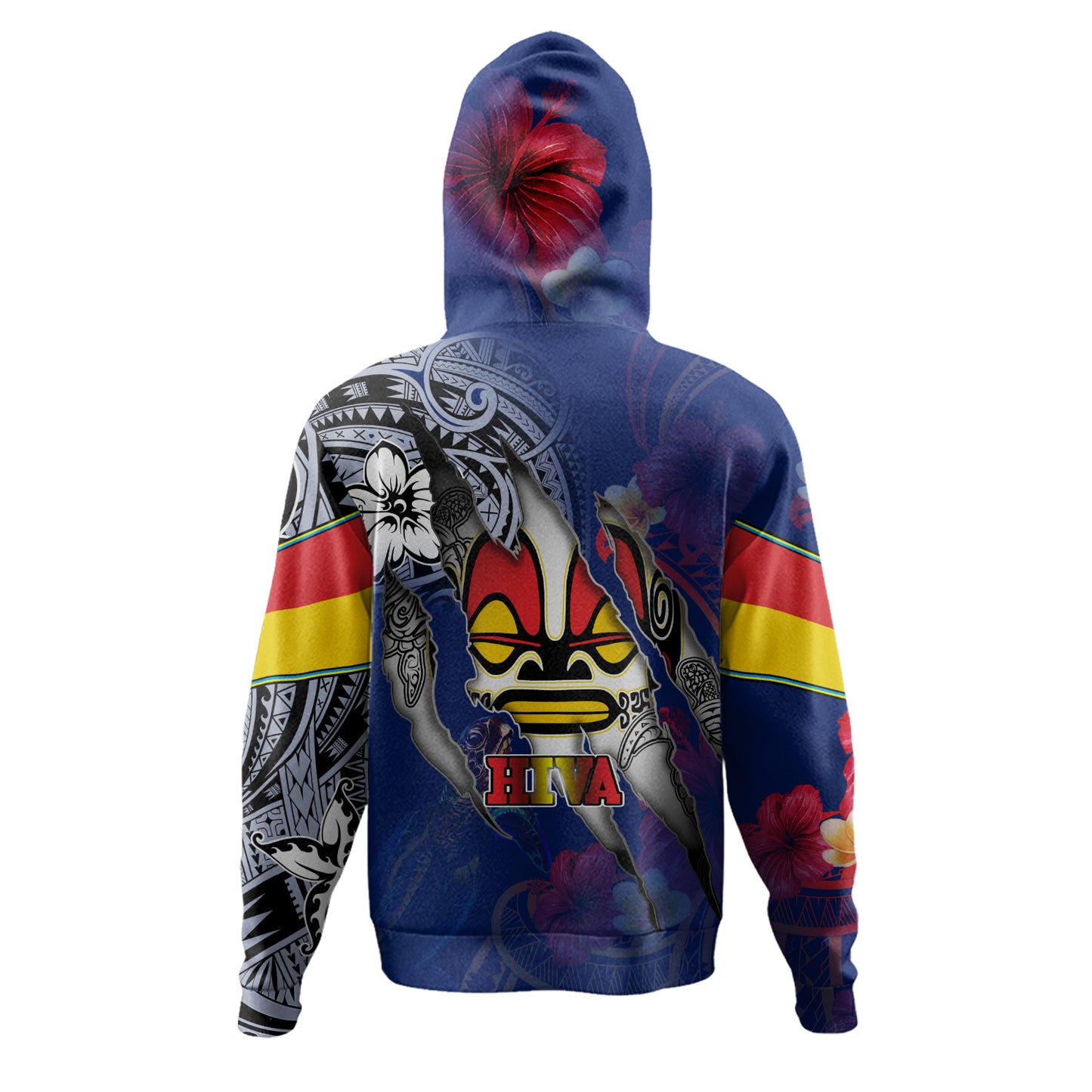 Marquesas Islands Hoodie Custom Marquesan Blood Inside Me Polynesian Sleeve Tattoo Tropical Blue