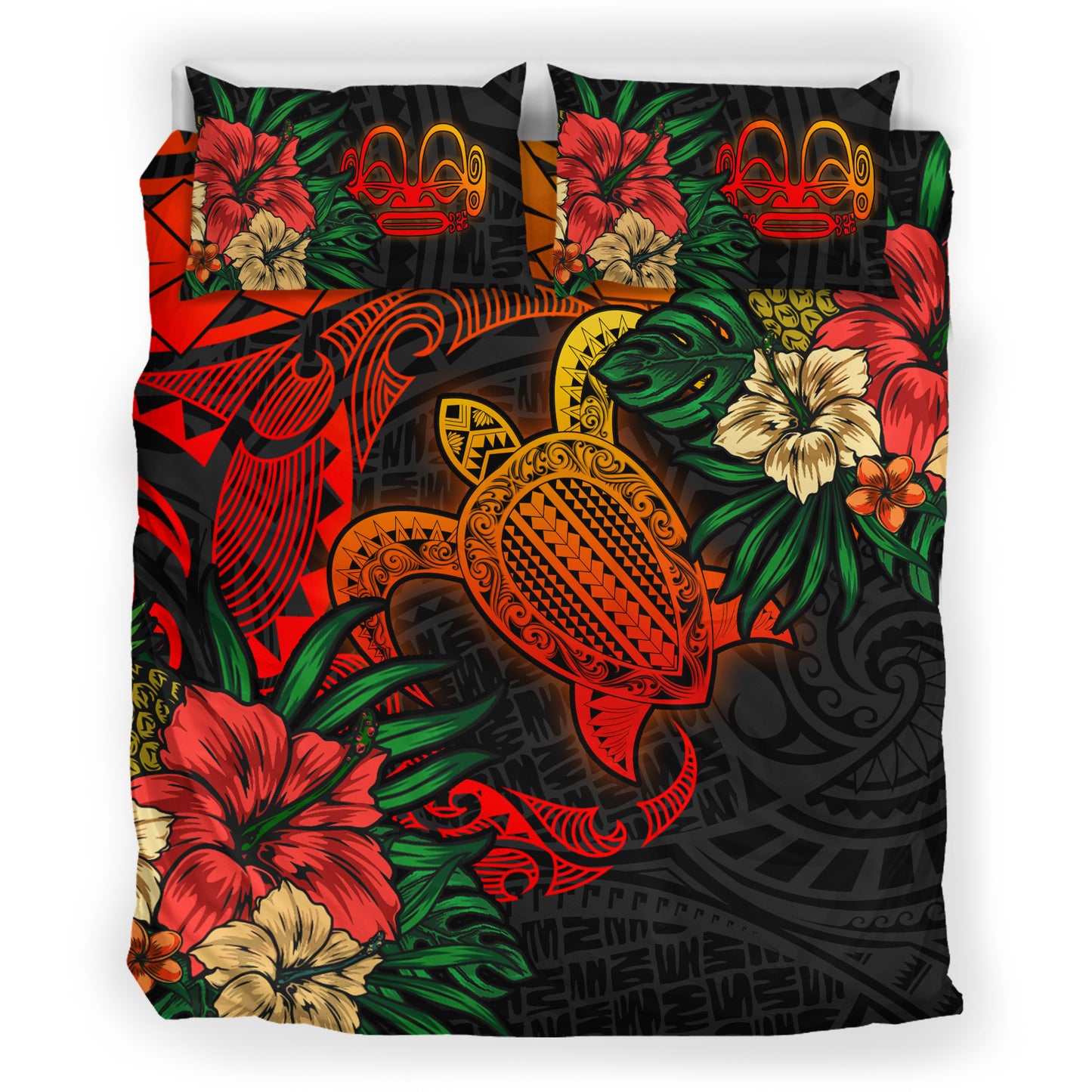 Marquesas Islands Bedding Set - Marquesas Islands Polynesian Turtle Tropical Bedding Set