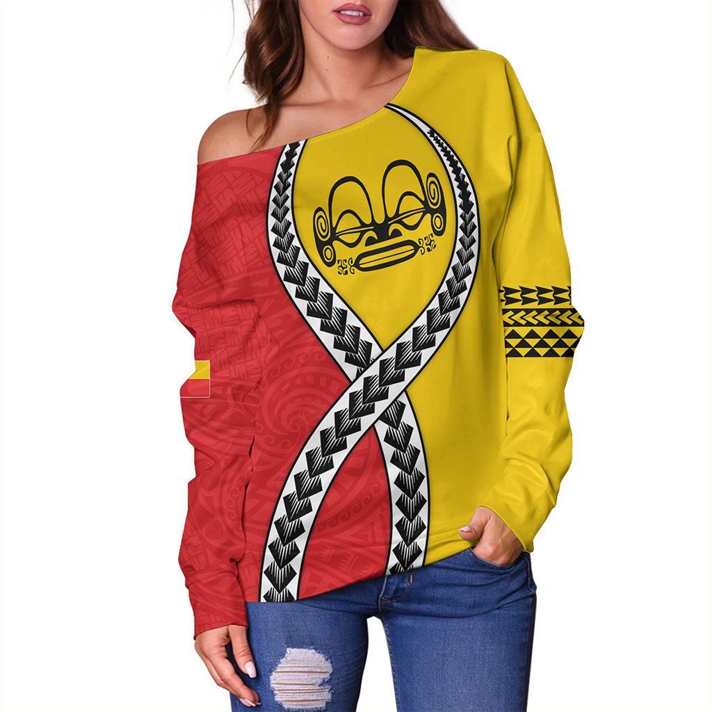 Marquesas Islands Off Shoulder Sweatshirt Tribal Polynesian In My Heart