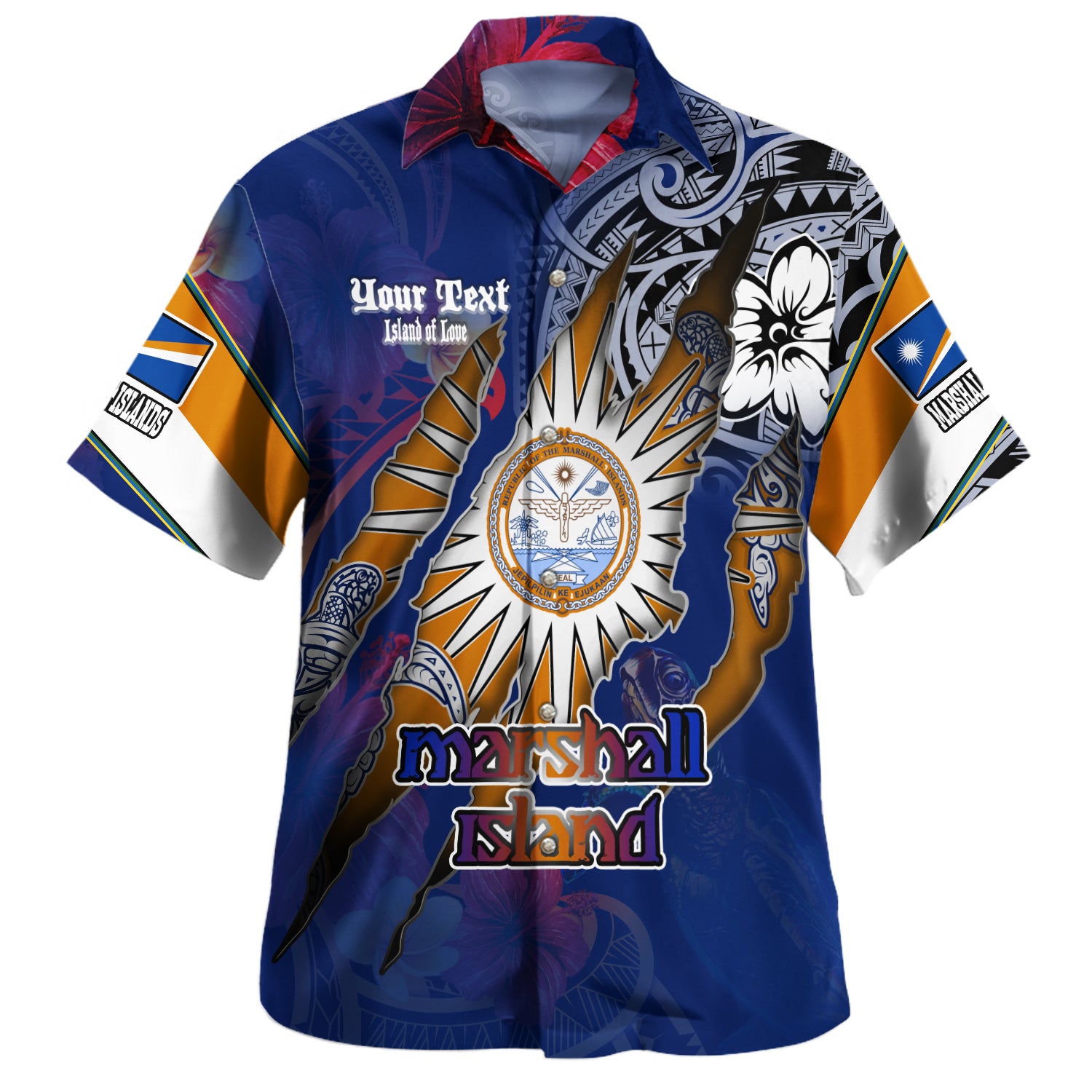 Palau Hawaiian Shirt Custom Palauan Blood Inside Me Polynesian Sleeve Tattoo Tropical Blue