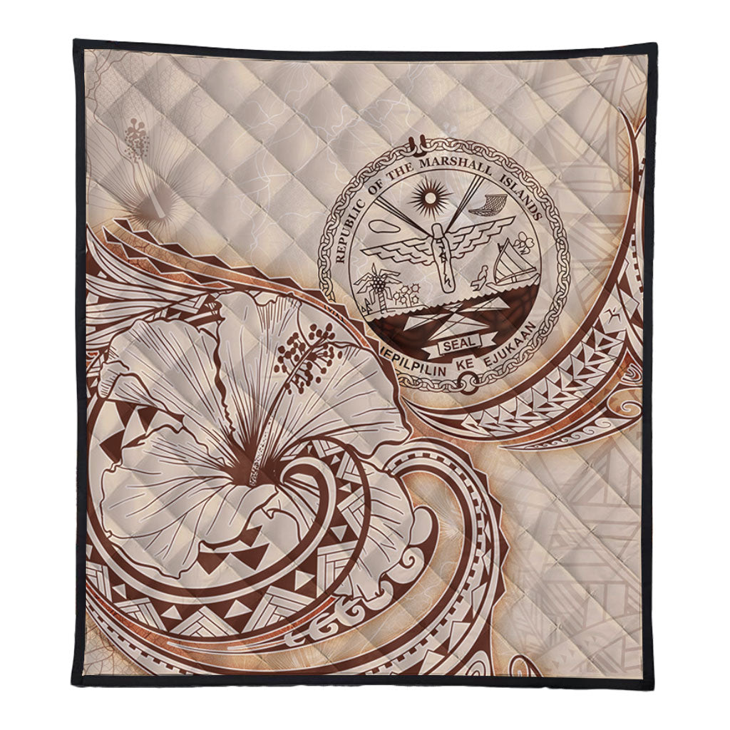 Marshall Islands Premium Quilt Hibiscus Flower Vintage Style