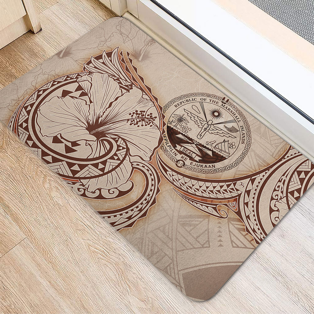 Marshall Islands Door Mat Hibiscus Flower Vintage Style