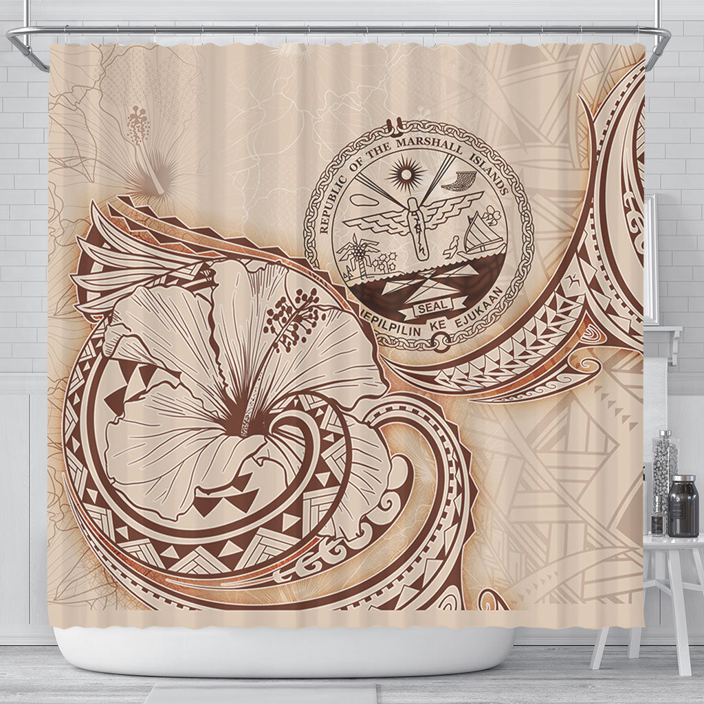 Marshall Islands Shower Curtain Hibiscus Flower Vintage Style